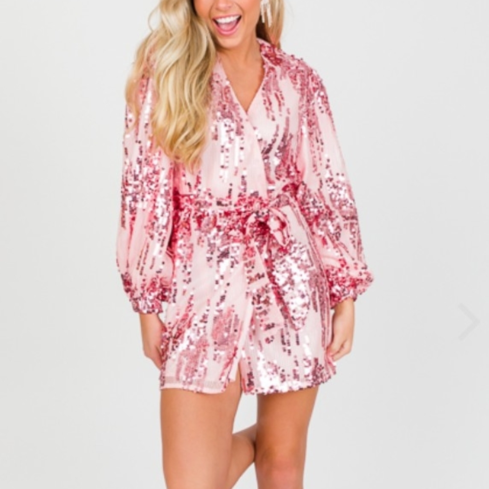Buddy Love Pink Sequin Mini Dress - Picture 8 of 8
